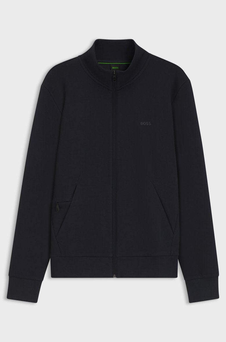 Sweat zippé en coton stretch à logo imprimé