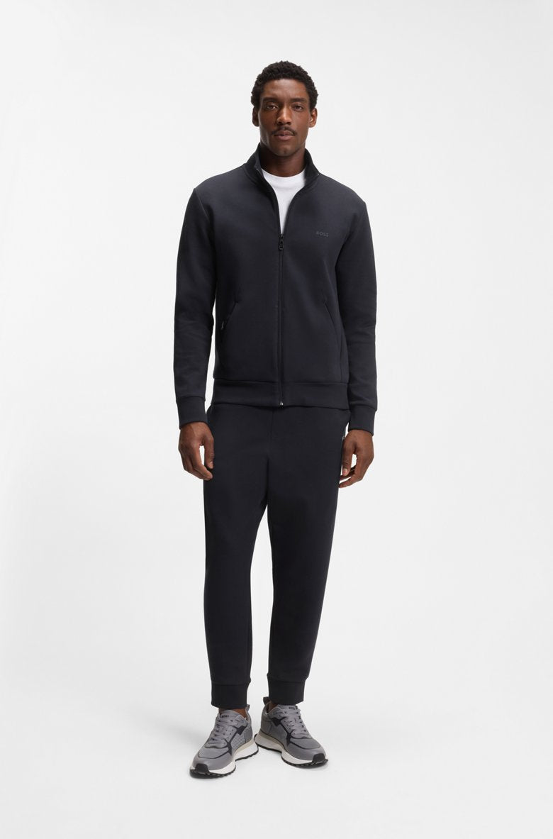 Sweat zippé en coton stretch à logo imprimé