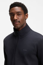 Sweat zippé en coton stretch à logo imprimé