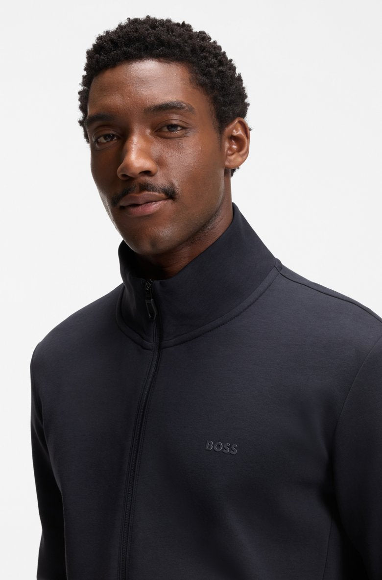 Sweat zippé en coton stretch à logo imprimé