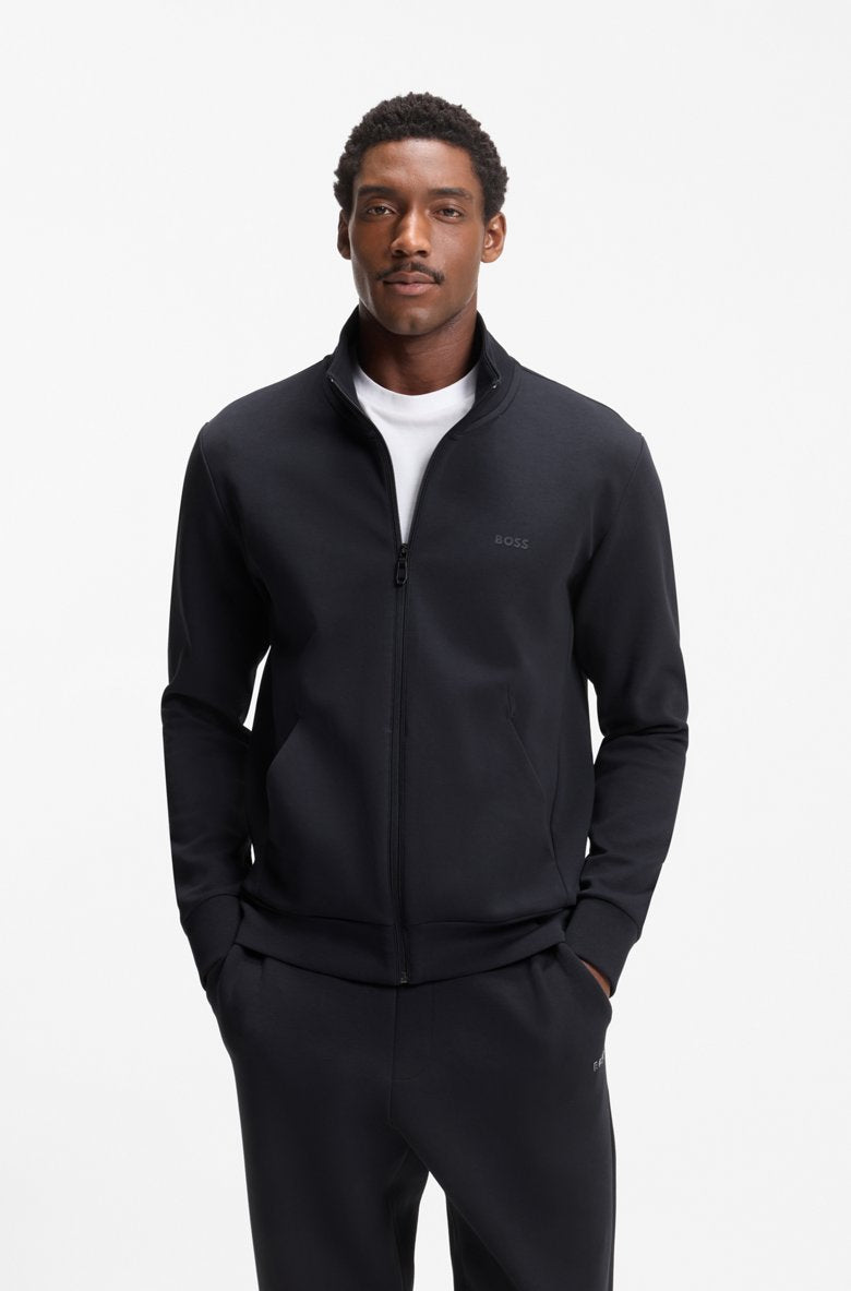 Sweat zippé en coton stretch à logo imprimé